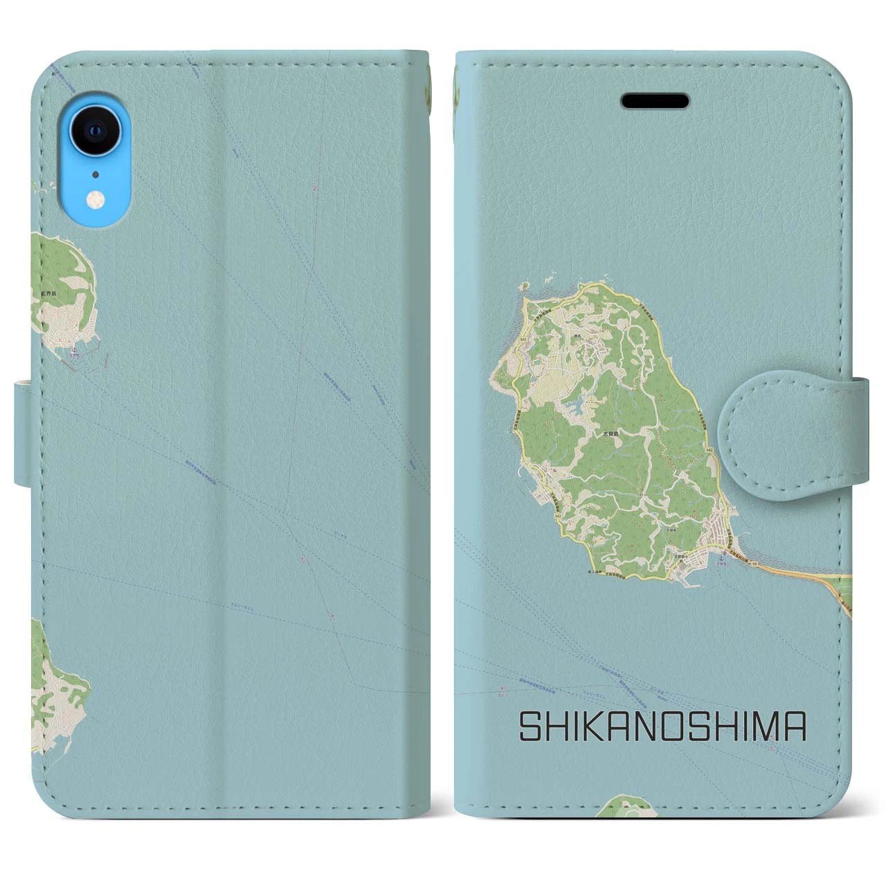 【志賀島(福岡県)】地図柄iPhoneケース(手帳タイプ)ナチュラル・iPhone XR 用