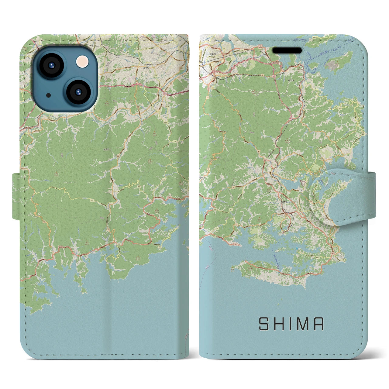 【志摩(三重県)】地図柄iPhoneケース(手帳タイプ)ナチュラル・iPhone 13 用