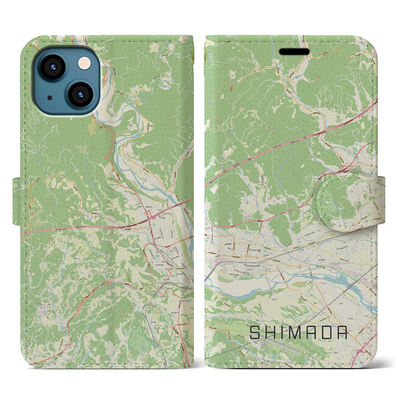【島田(静岡県)】地図柄iPhoneケース(手帳タイプ)ナチュラル・iPhone 13 用