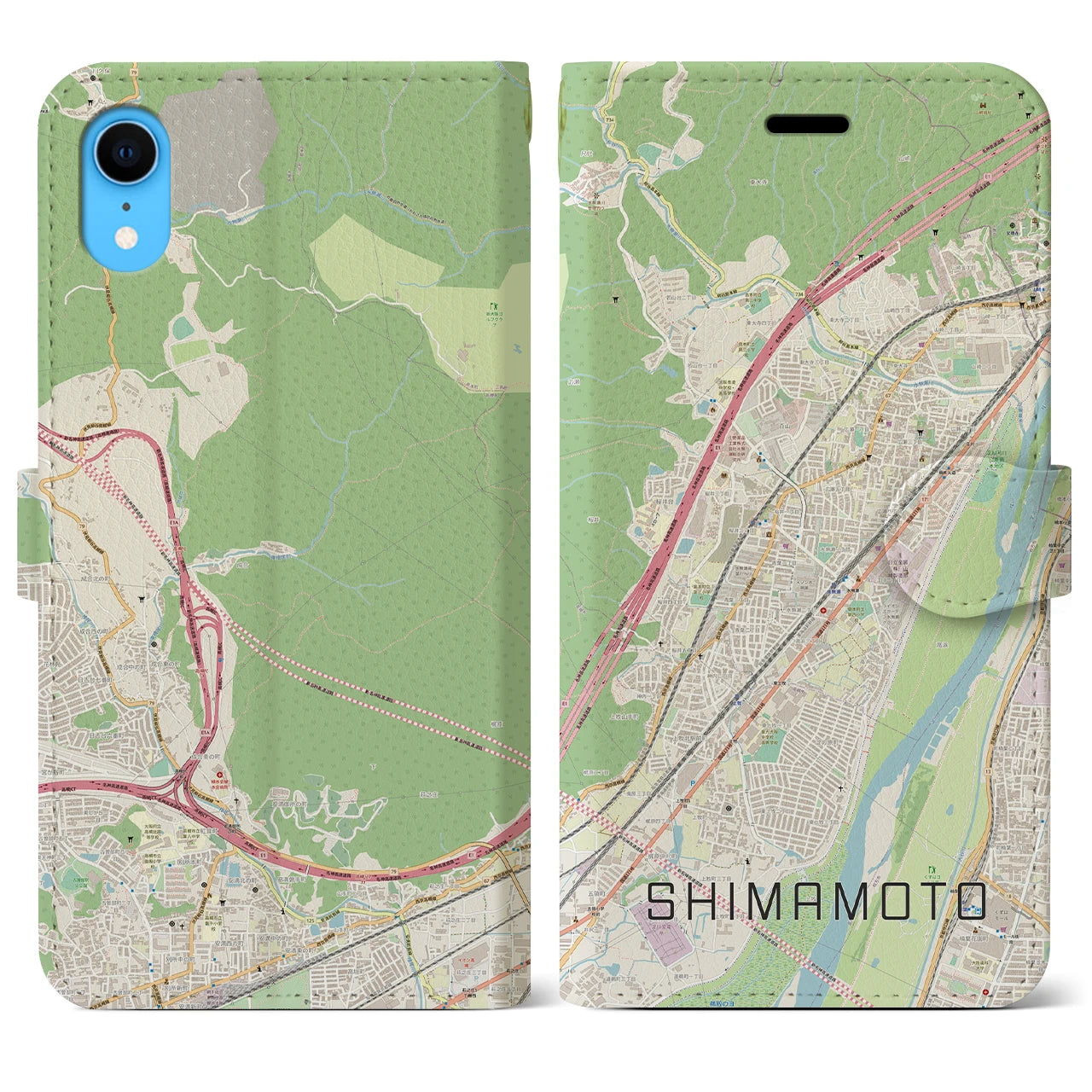【島本(大阪府)】地図柄iPhoneケース(手帳タイプ)ナチュラル・iPhone XR 用