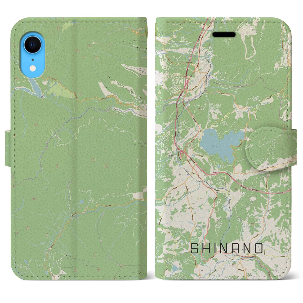 【信濃(長野県)】地図柄iPhoneケース(手帳タイプ)ナチュラル・iPhone XR 用