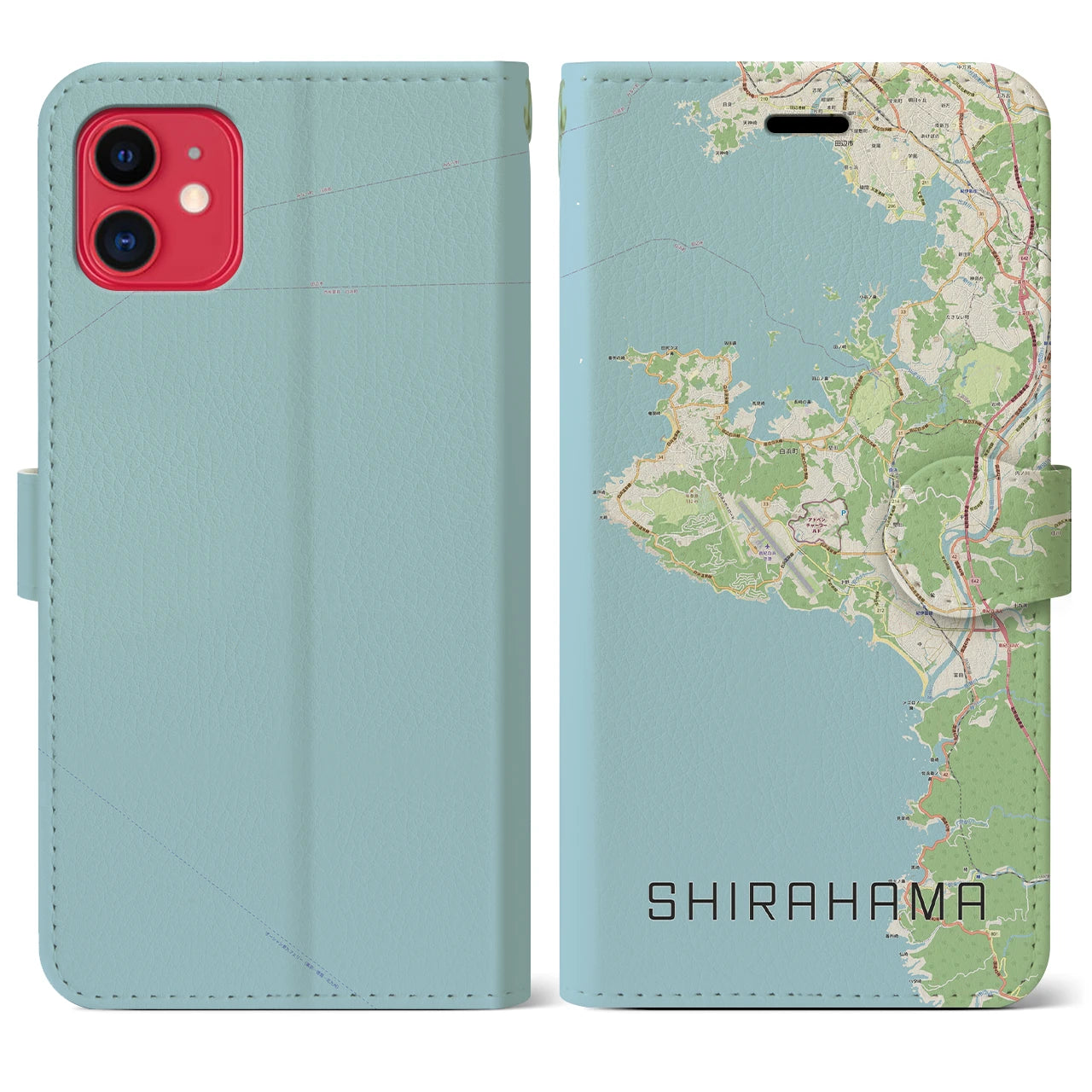 【白浜(和歌山県)】地図柄iPhoneケース(手帳タイプ)ナチュラル・iPhone 11 用