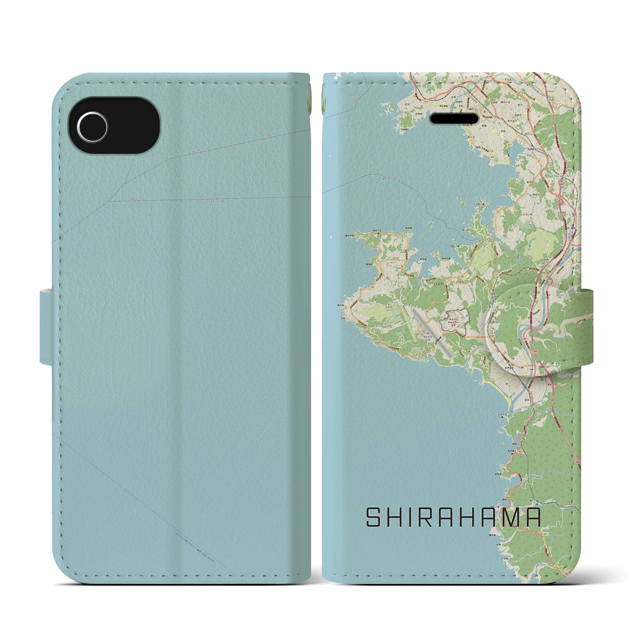 【白浜(和歌山県)】地図柄iPhoneケース(手帳タイプ)ナチュラル・iPhone SE(第3 / 第2世代) / 8 / 7 / 6s / 6 用