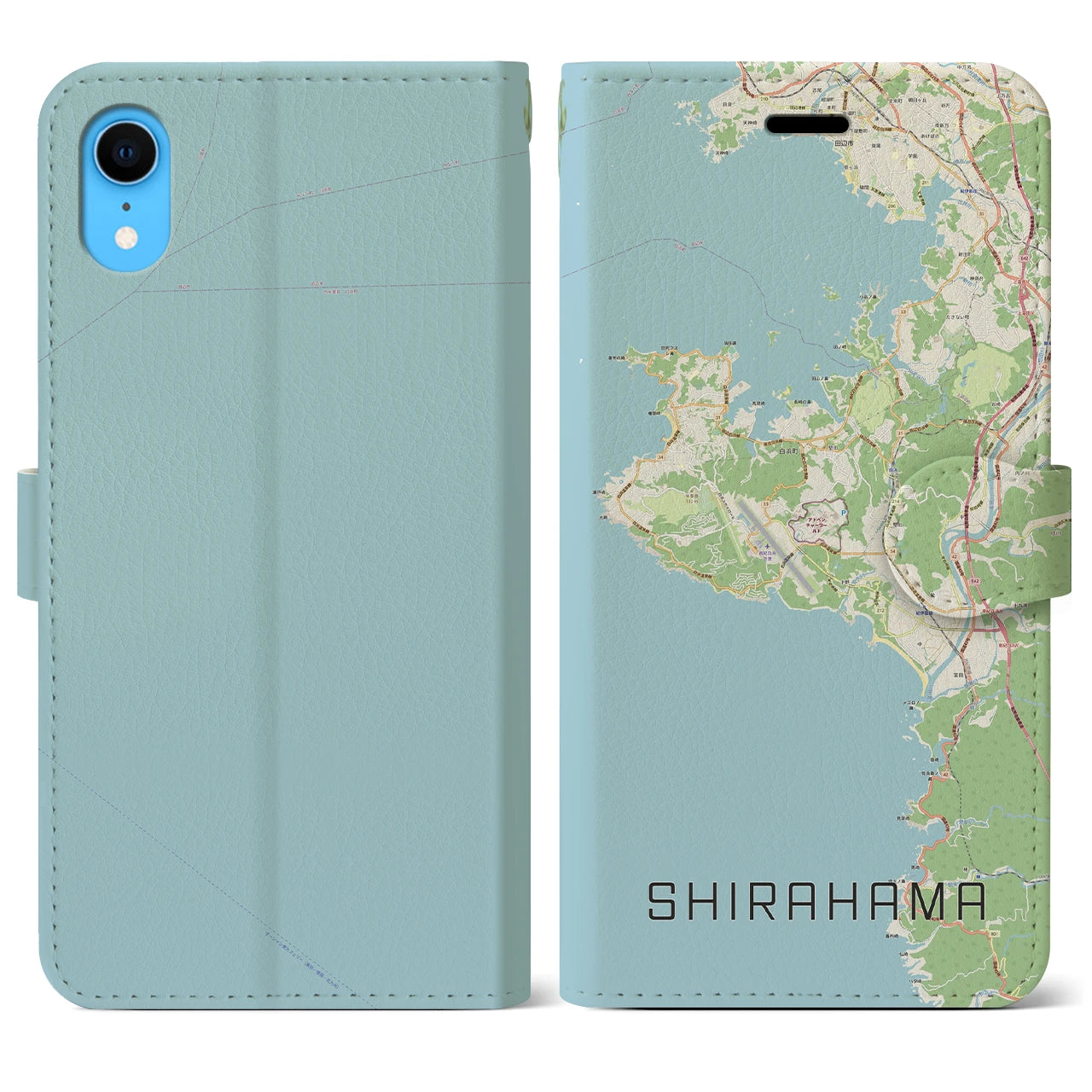 【白浜(和歌山県)】地図柄iPhoneケース(手帳タイプ)ナチュラル・iPhone XR 用