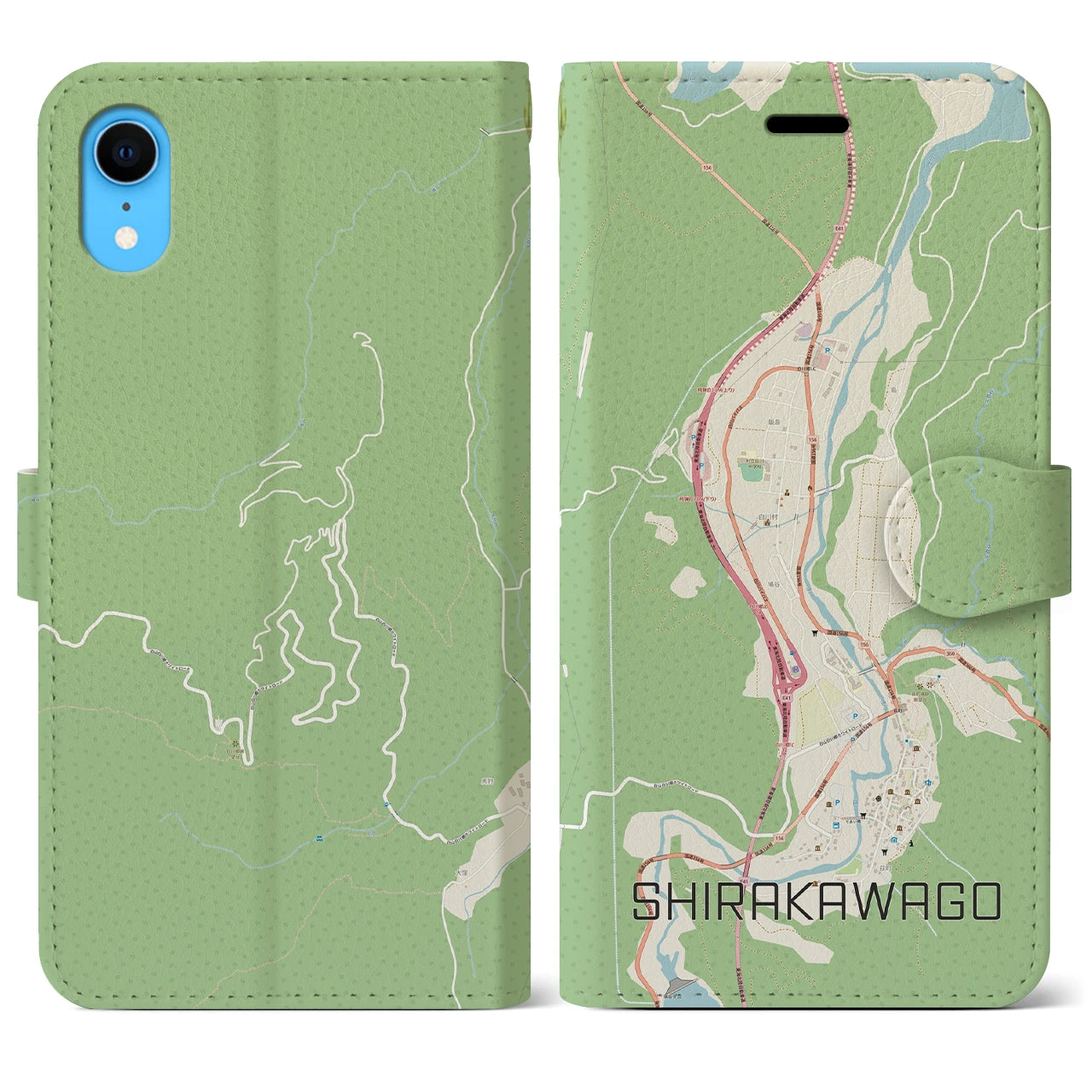 【白川郷(岐阜県)】地図柄iPhoneケース(手帳タイプ)ナチュラル・iPhone XR 用