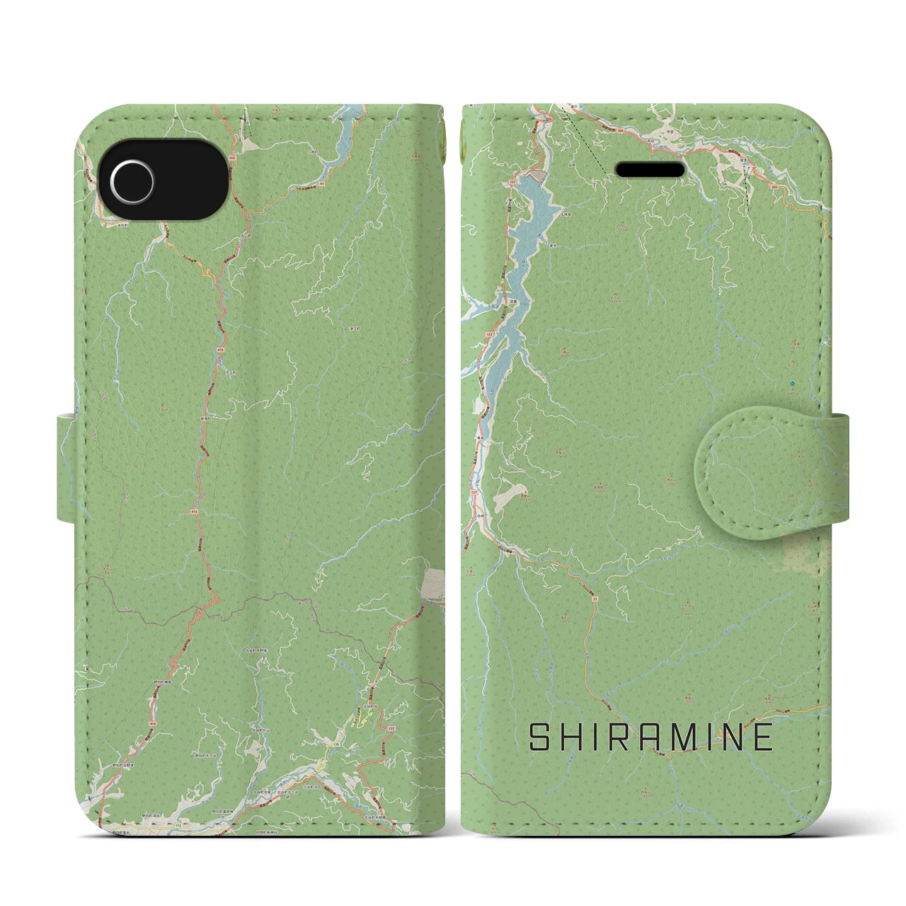 【白峰(石川県)】地図柄iPhoneケース(手帳タイプ)ナチュラル・iPhone SE(第3 / 第2世代) / 8 / 7 / 6s / 6 用