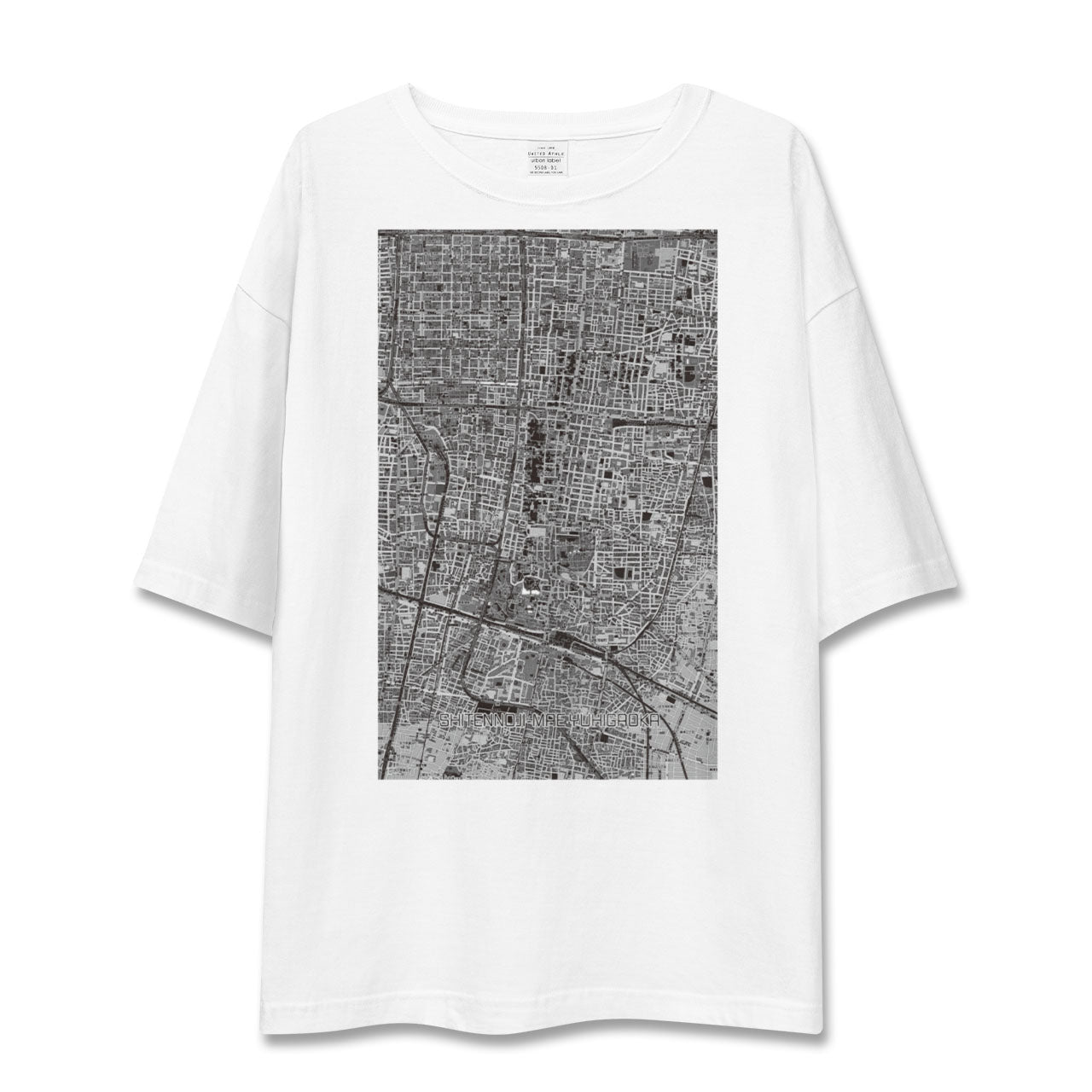 【四天王寺前夕陽ヶ丘(大阪府)】地図柄ビッグシルエットTシャツ