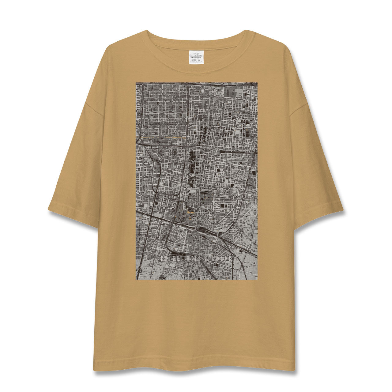 【四天王寺前夕陽ヶ丘(大阪府)】地図柄ビッグシルエットTシャツ