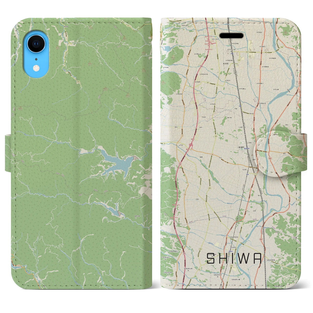 【紫波(岩手県)】地図柄iPhoneケース(手帳タイプ)ナチュラル・iPhone XR 用