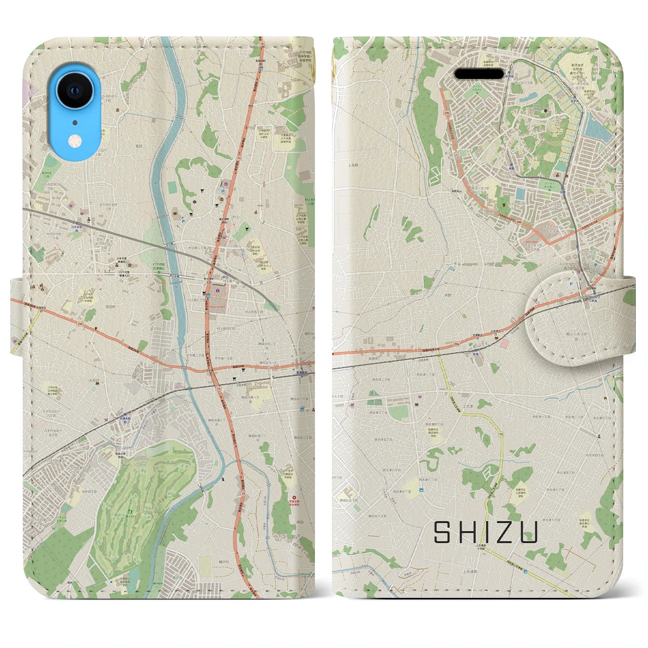 【志津(千葉県)】地図柄iPhoneケース(手帳タイプ)ナチュラル・iPhone XR 用