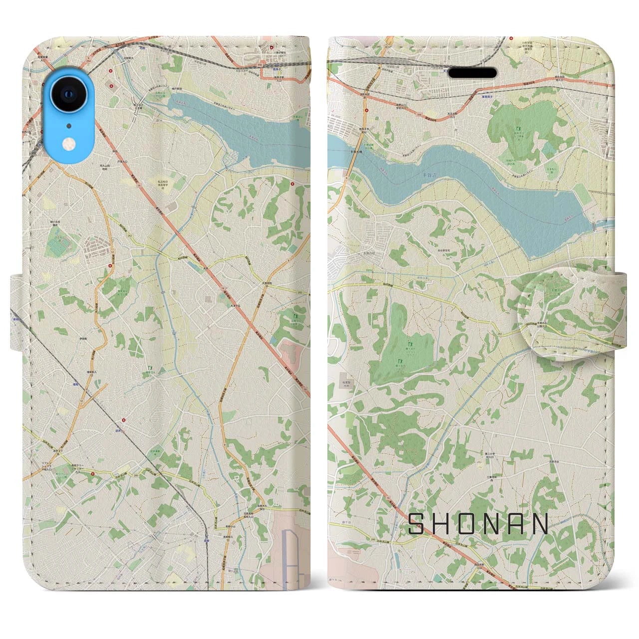 【沼南(千葉県)】地図柄iPhoneケース(手帳タイプ)ナチュラル・iPhone XR 用