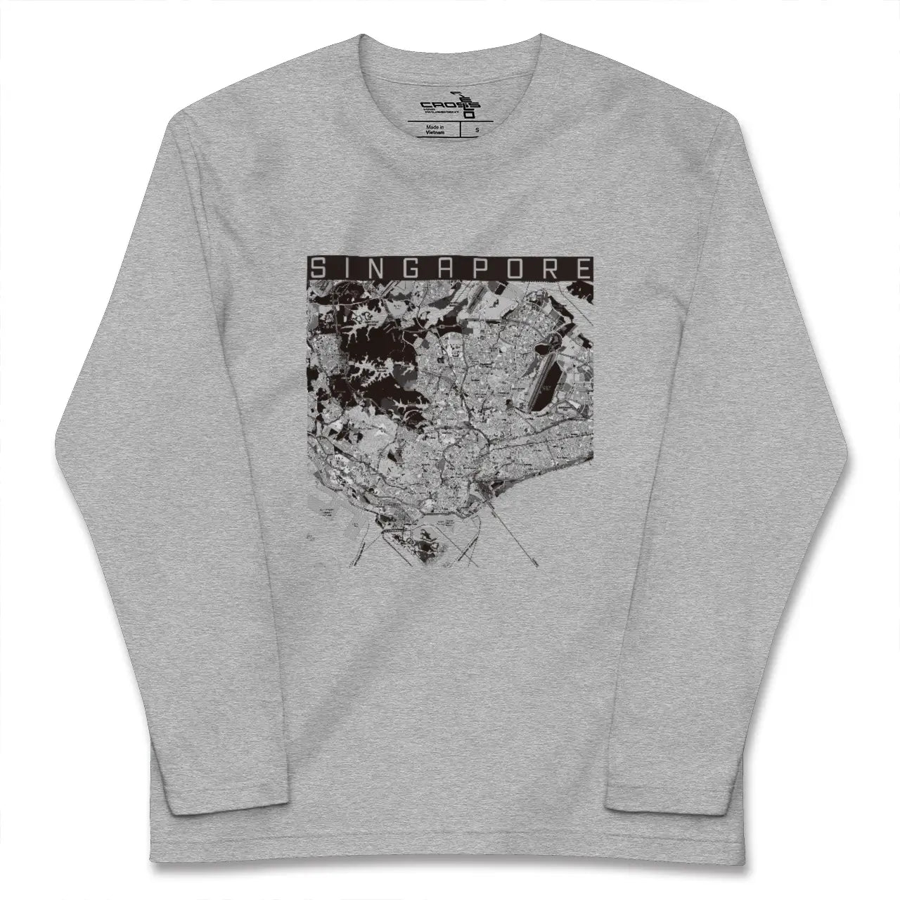 【シンガポール】地図柄ロングスリーブTシャツ