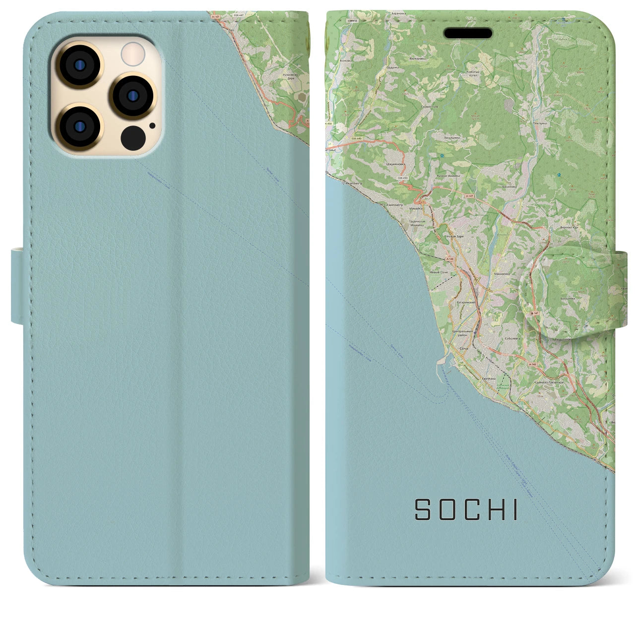 【ソチ(ロシア)】地図柄iPhoneケース(手帳タイプ)ナチュラル・iPhone 12 Pro Max 用