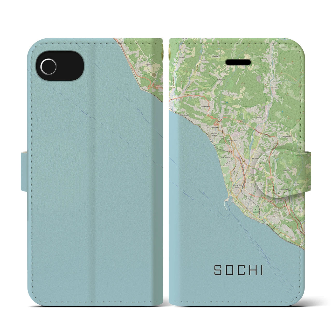 【ソチ(ロシア)】地図柄iPhoneケース(手帳タイプ)ナチュラル・iPhone SE(第3 / 第2世代) / 8 / 7 / 6s / 6 用