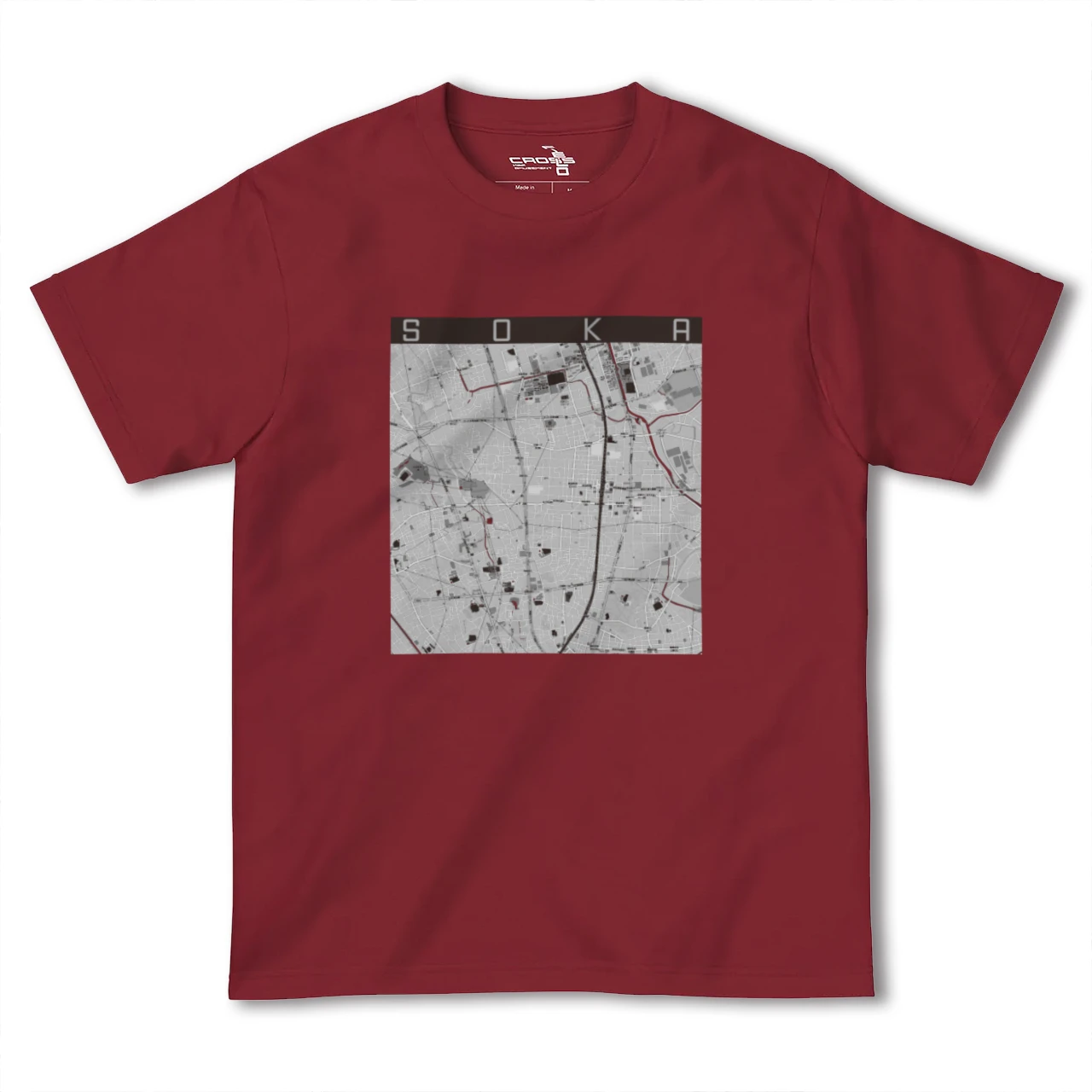 【草加(埼玉県)】地図柄ヘビーウェイトTシャツ