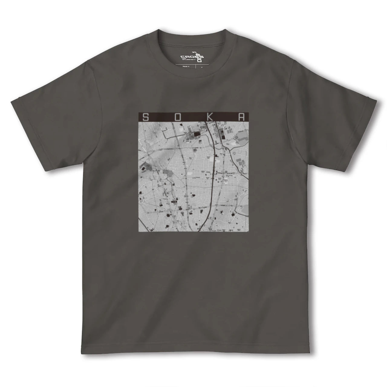 【草加(埼玉県)】地図柄ヘビーウェイトTシャツ