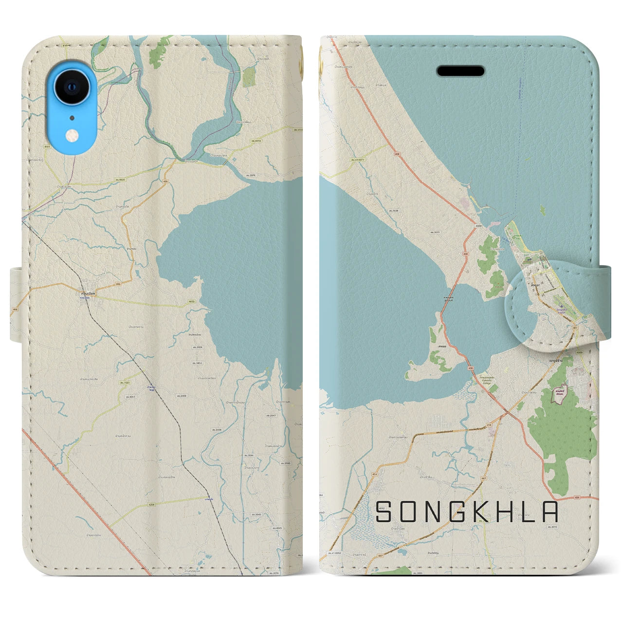 【ソンクラー(タイ)】地図柄iPhoneケース(手帳タイプ)ナチュラル・iPhone XR 用