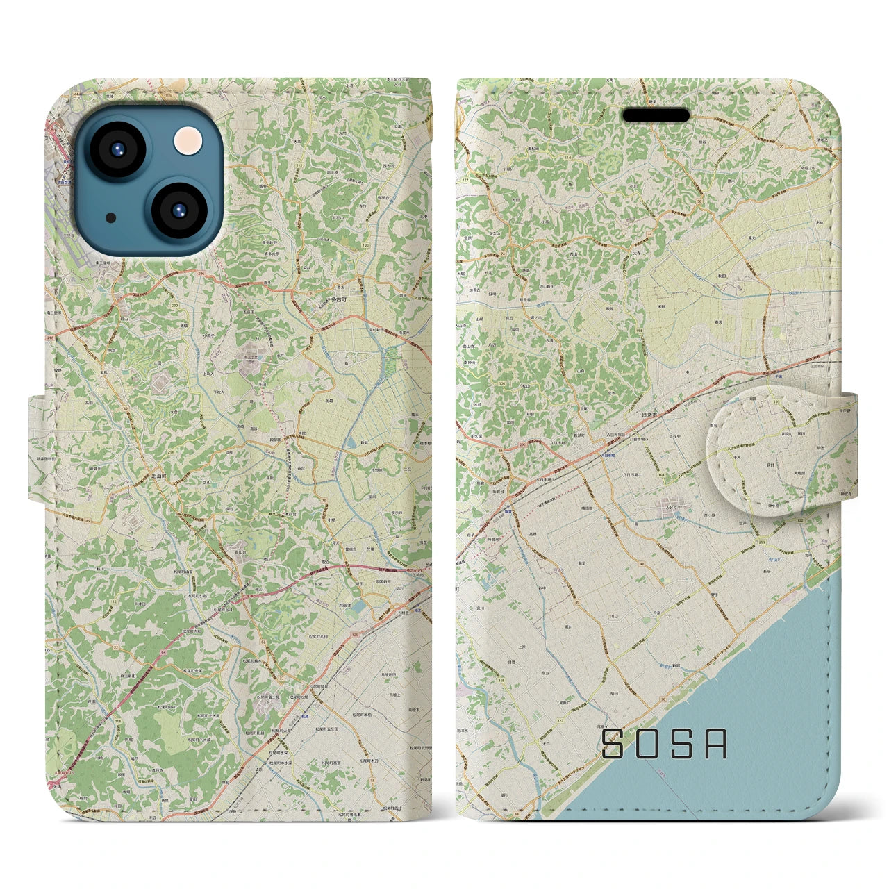 【匝瑳(千葉県)】地図柄iPhoneケース(手帳タイプ)ナチュラル・iPhone 13 用