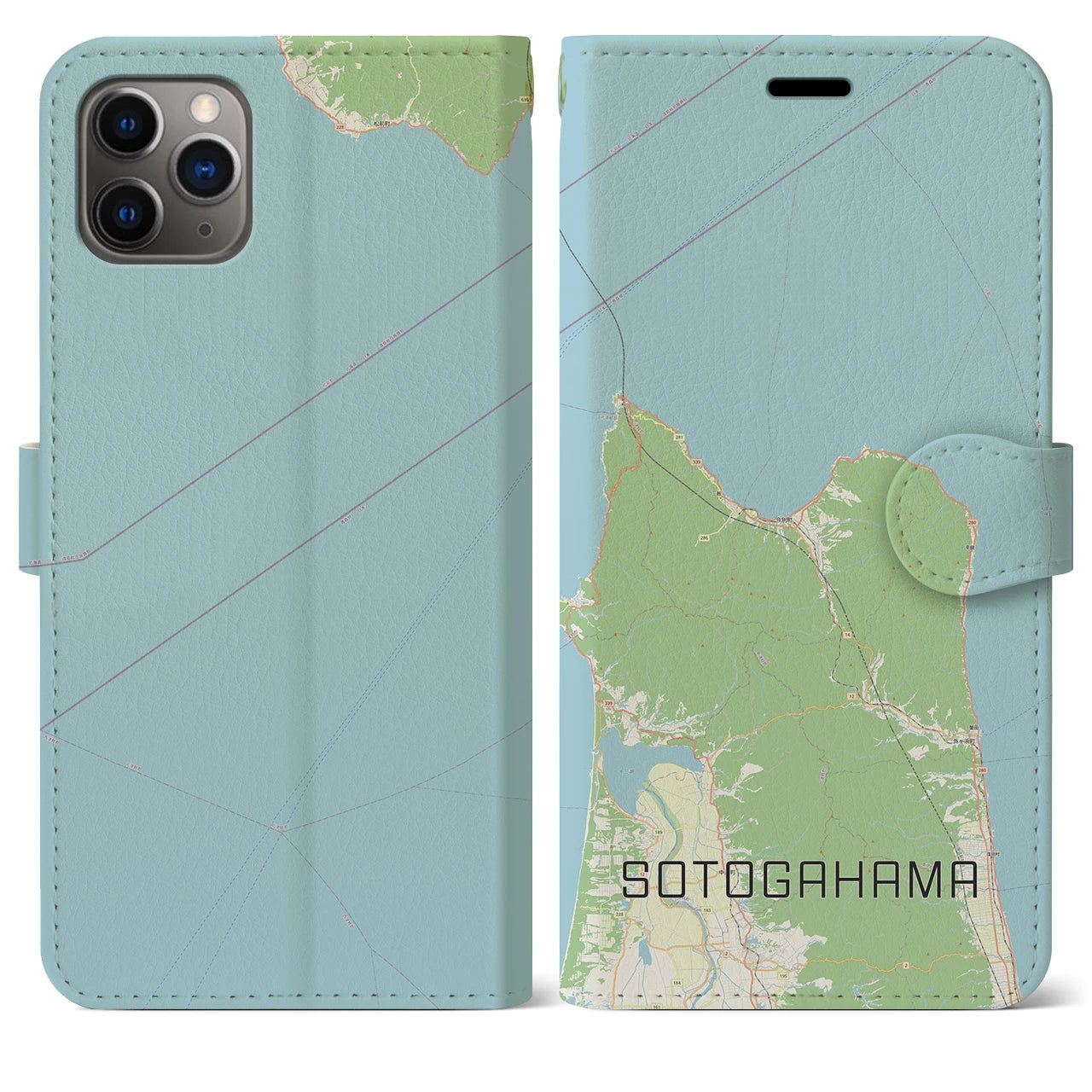 【外ヶ浜(青森県)】地図柄iPhoneケース(手帳タイプ)ナチュラル・iPhone 11 Pro Max 用
