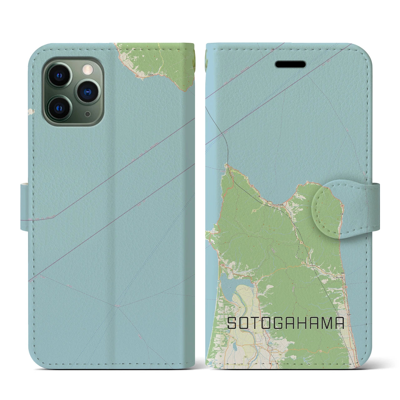 【外ヶ浜(青森県)】地図柄iPhoneケース(手帳タイプ)ナチュラル・iPhone 11 Pro 用
