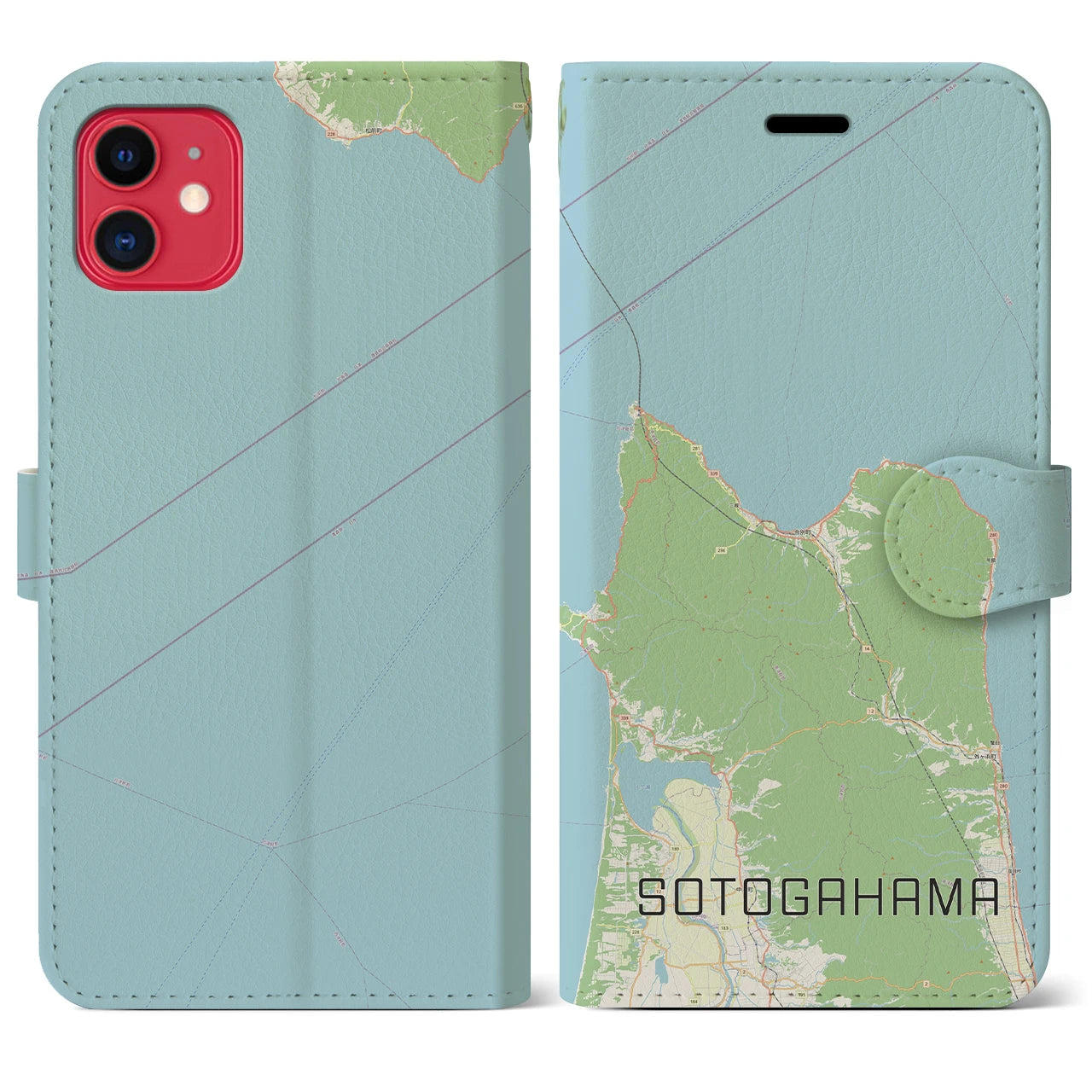 【外ヶ浜(青森県)】地図柄iPhoneケース(手帳タイプ)ナチュラル・iPhone 11 用