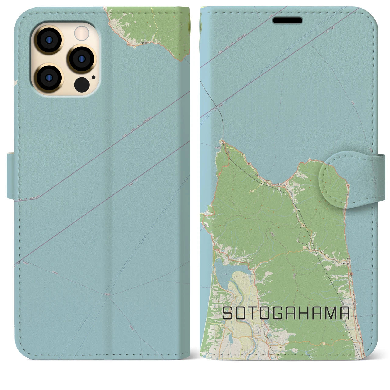 【外ヶ浜(青森県)】地図柄iPhoneケース(手帳タイプ)ナチュラル・iPhone 12 Pro Max 用