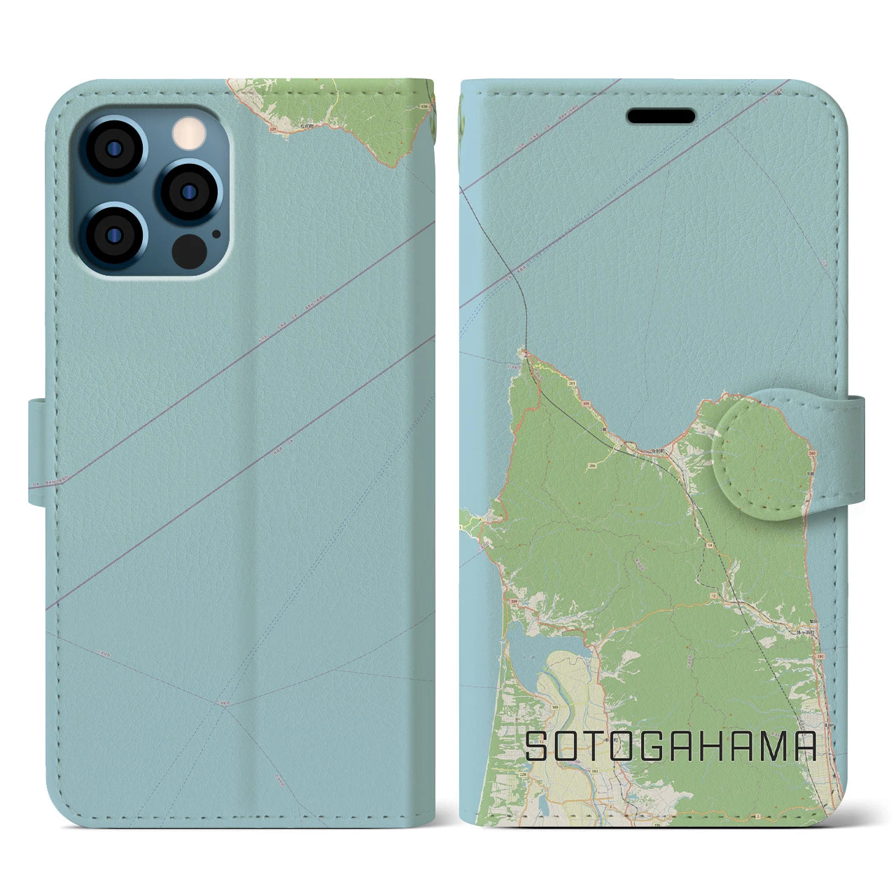 【外ヶ浜(青森県)】地図柄iPhoneケース(手帳タイプ)ナチュラル・iPhone 12 / 12 Pro 用