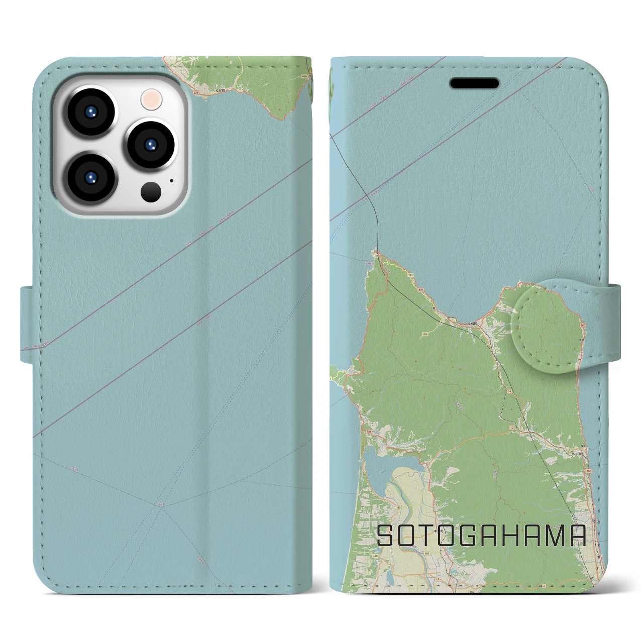 【外ヶ浜(青森県)】地図柄iPhoneケース(手帳タイプ)ナチュラル・iPhone 13 Pro 用