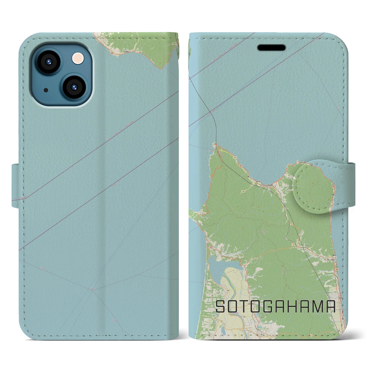 【外ヶ浜(青森県)】地図柄iPhoneケース(手帳タイプ)ナチュラル・iPhone 13 用