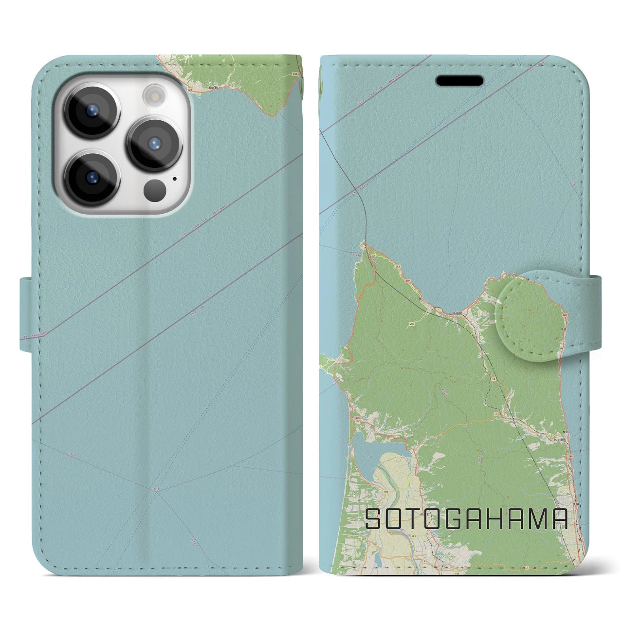 【外ヶ浜(青森県)】地図柄iPhoneケース(手帳タイプ)ナチュラル・iPhone 14 Pro 用