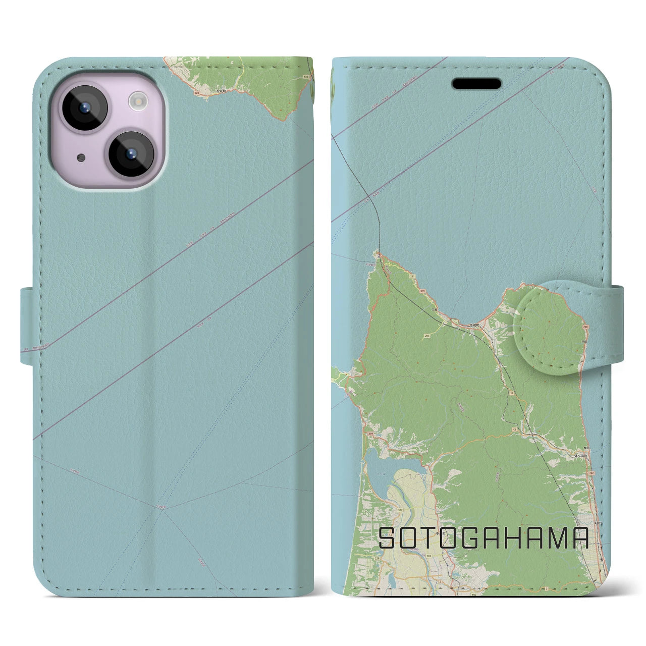 【外ヶ浜(青森県)】地図柄iPhoneケース(手帳タイプ)ナチュラル・iPhone 14 用