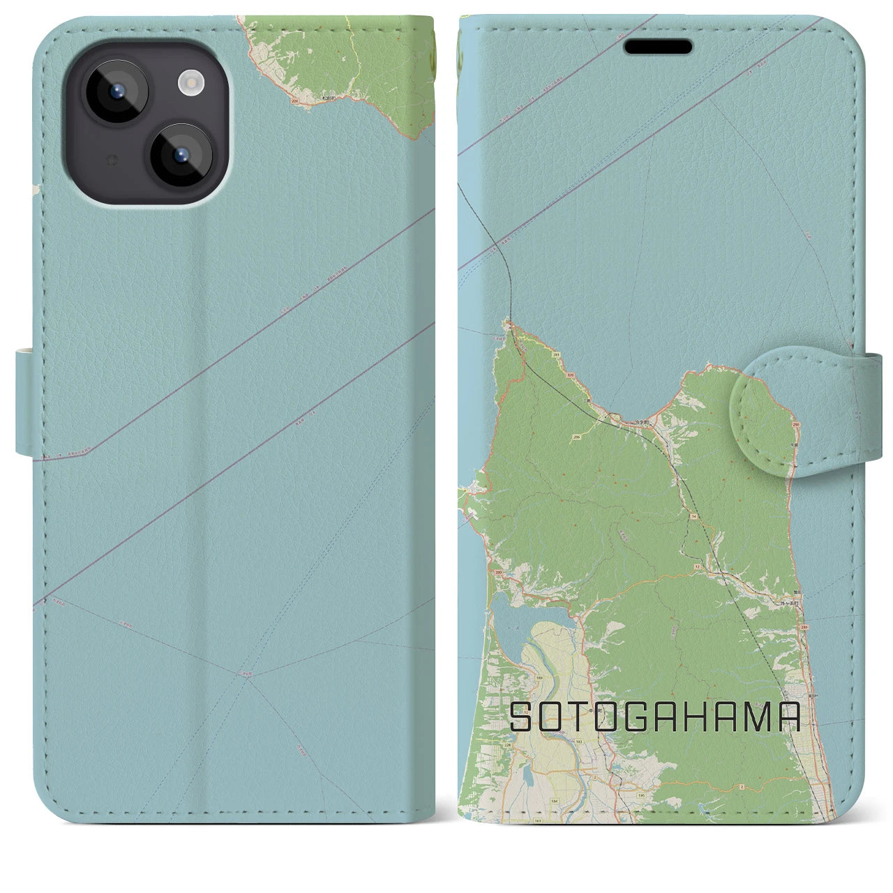 【外ヶ浜(青森県)】地図柄iPhoneケース(手帳タイプ)ナチュラル・iPhone 14 Plus 用