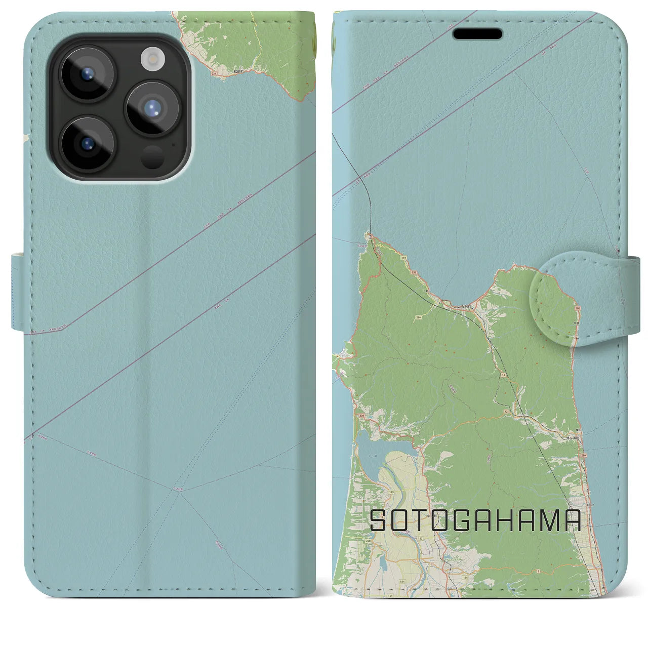 【外ヶ浜(青森県)】地図柄iPhoneケース(手帳タイプ)ナチュラル・iPhone 15 Pro Max 用