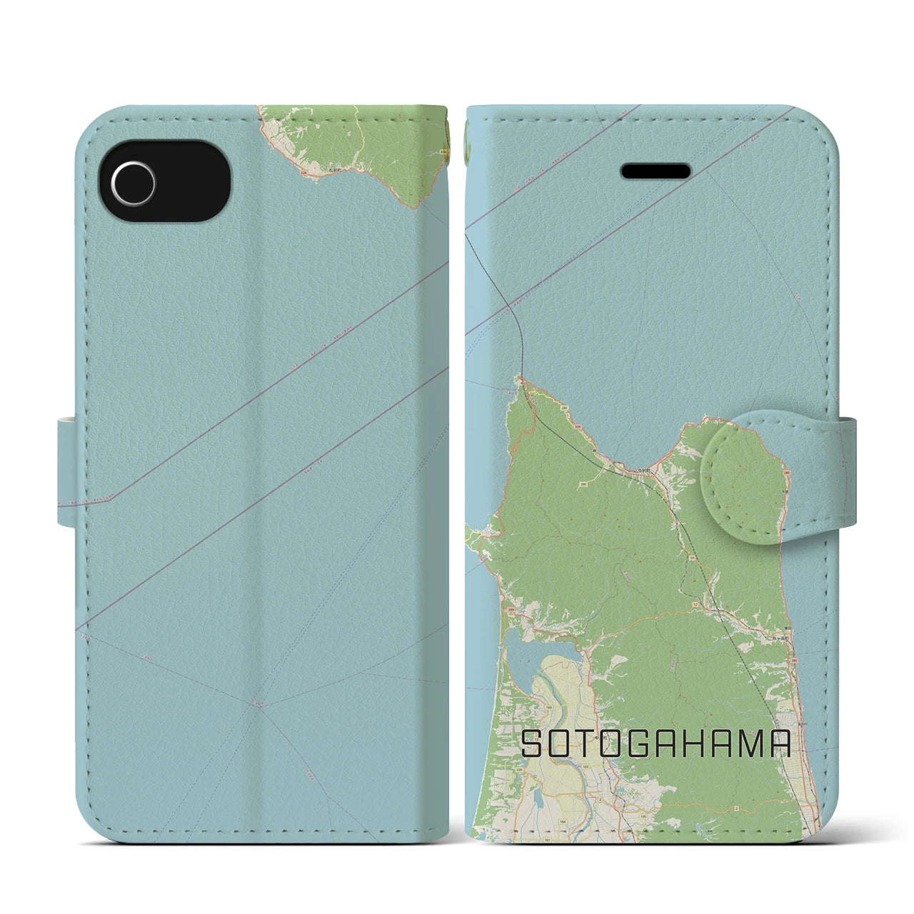 【外ヶ浜(青森県)】地図柄iPhoneケース(手帳タイプ)ナチュラル・iPhone SE(第3 / 第2世代) / 8 / 7 / 6s / 6 用