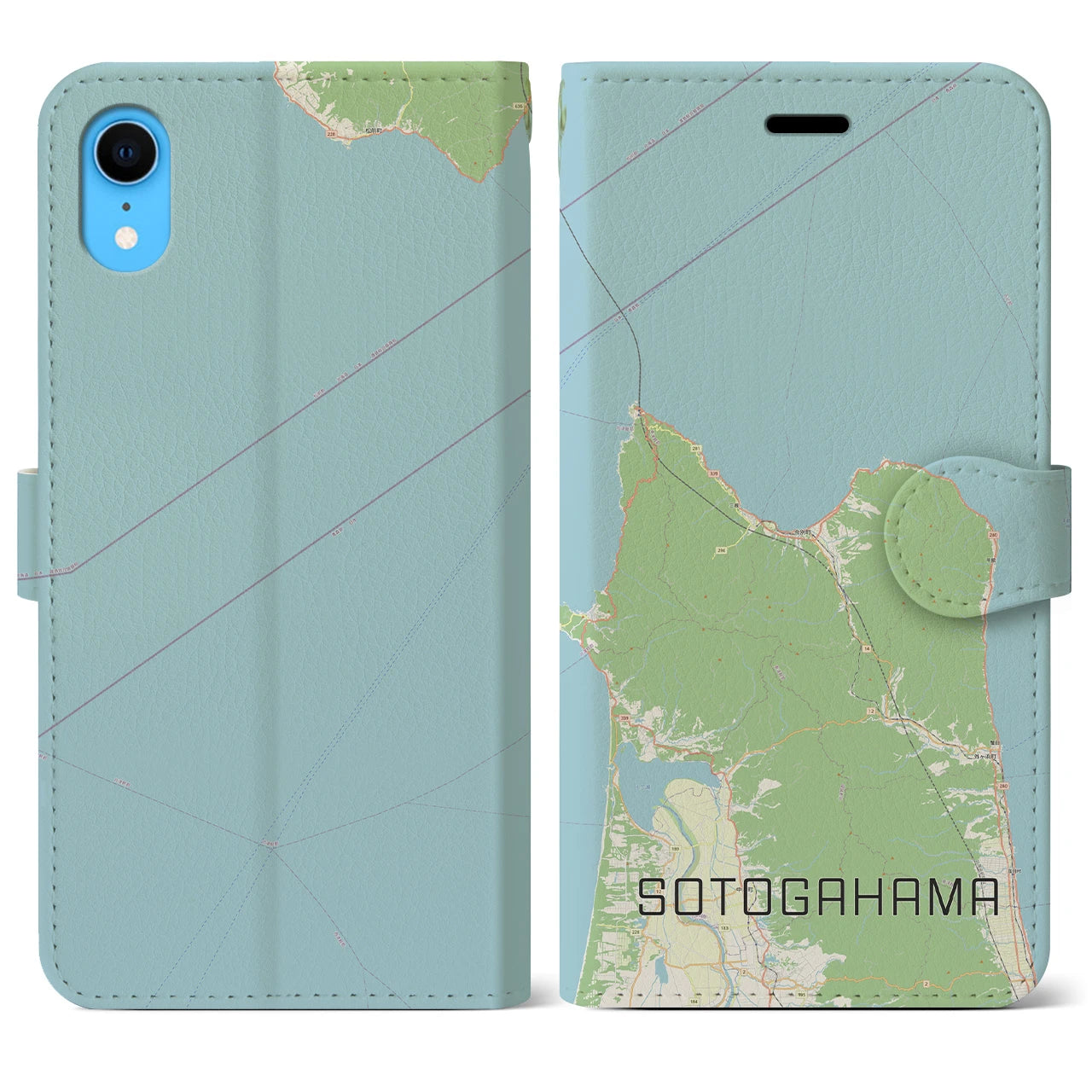 【外ヶ浜(青森県)】地図柄iPhoneケース(手帳タイプ)ナチュラル・iPhone XR 用
