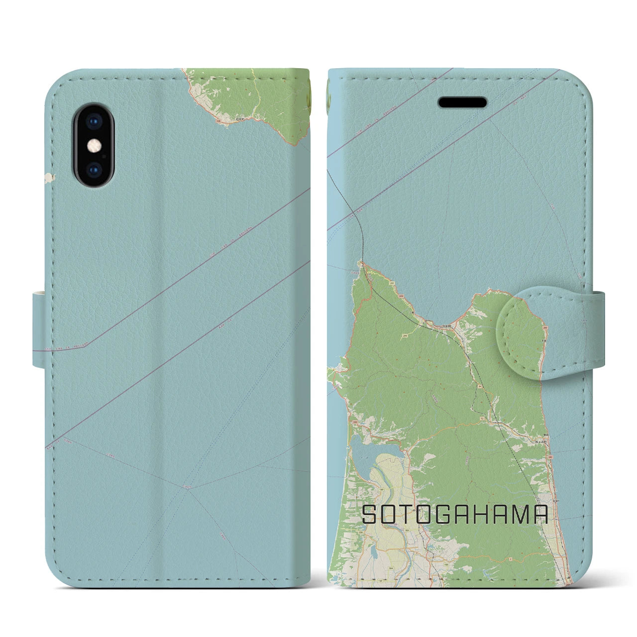 【外ヶ浜(青森県)】地図柄iPhoneケース(手帳タイプ)ナチュラル・iPhone XS / X 用