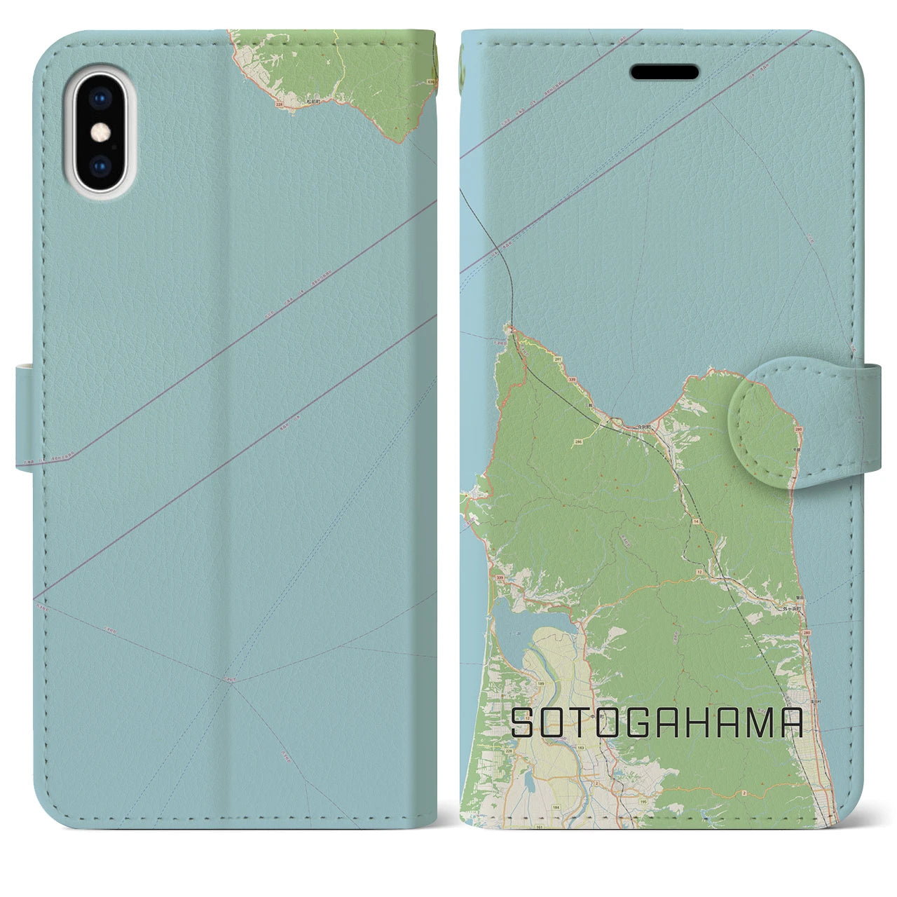 【外ヶ浜(青森県)】地図柄iPhoneケース(手帳タイプ)ナチュラル・iPhone XS Max 用