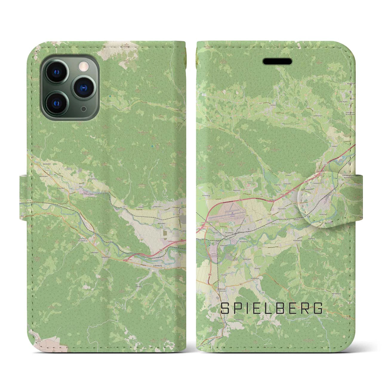 【シュピールベルク(オーストリア)】地図柄iPhoneケース(手帳タイプ)ナチュラル・iPhone 11 Pro 用