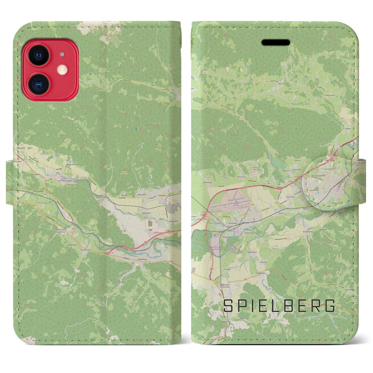 【シュピールベルク(オーストリア)】地図柄iPhoneケース(手帳タイプ)ナチュラル・iPhone 11 用