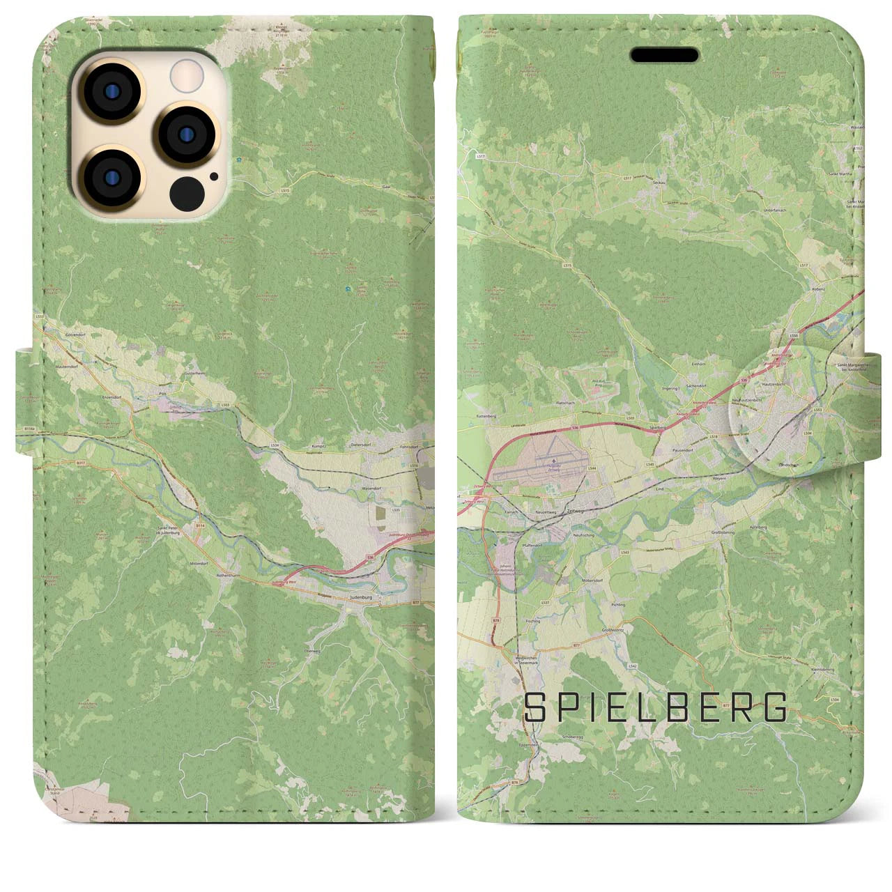 【シュピールベルク(オーストリア)】地図柄iPhoneケース(手帳タイプ)ナチュラル・iPhone 12 Pro Max 用