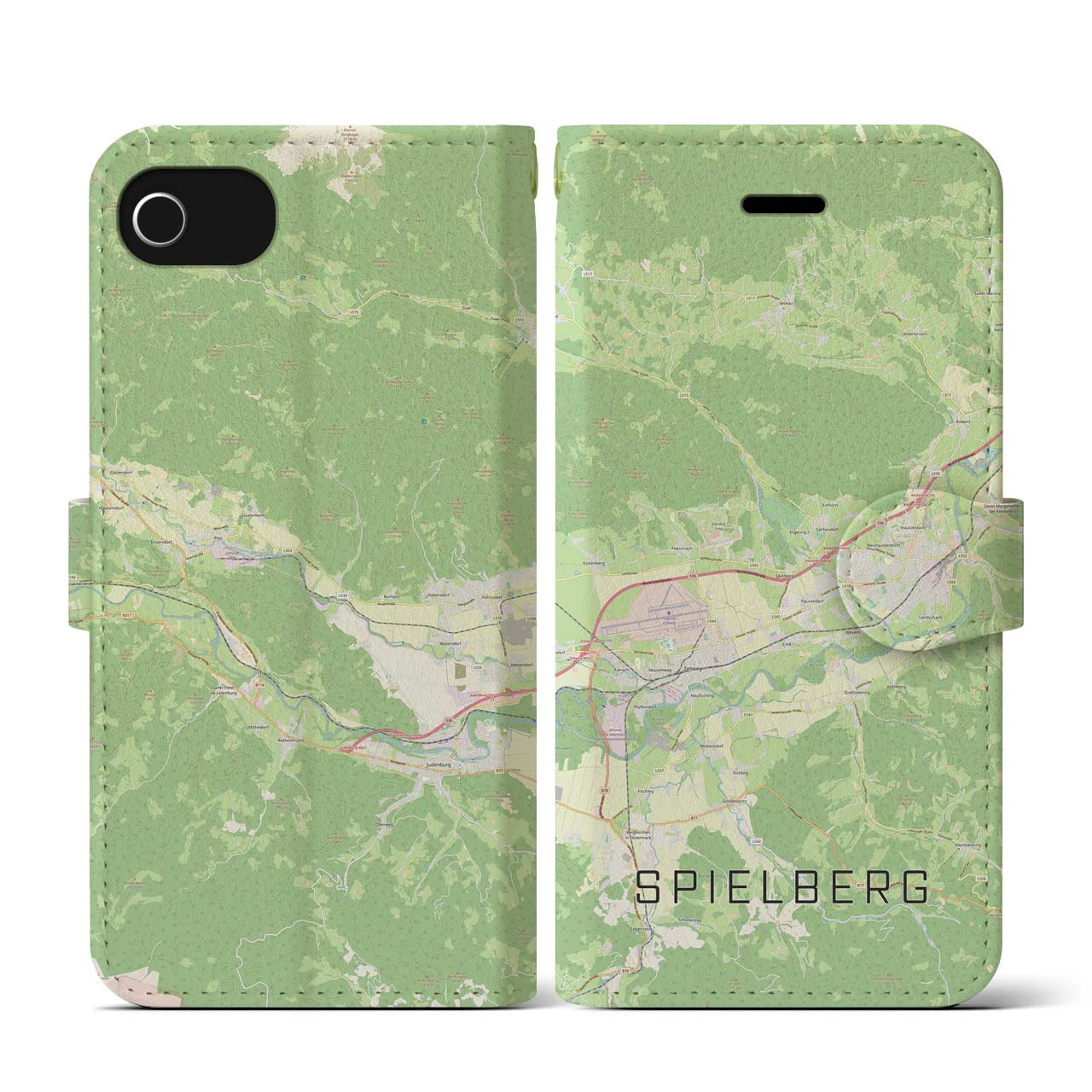 【シュピールベルク(オーストリア)】地図柄iPhoneケース(手帳タイプ)ナチュラル・iPhone SE(第3 / 第2世代) / 8 / 7 / 6s / 6 用