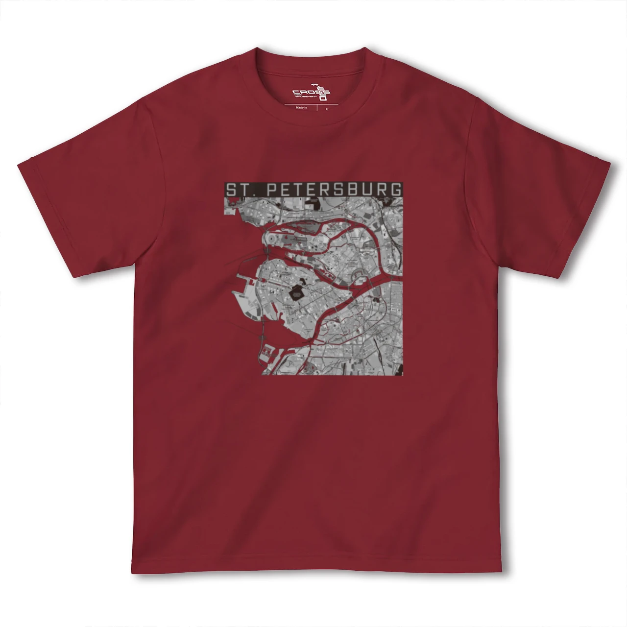 【サンクトペテルブルク(ロシア)】地図柄ヘビーウェイトTシャツ