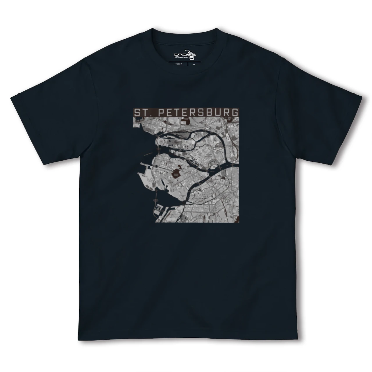 【サンクトペテルブルク(ロシア)】地図柄ヘビーウェイトTシャツ