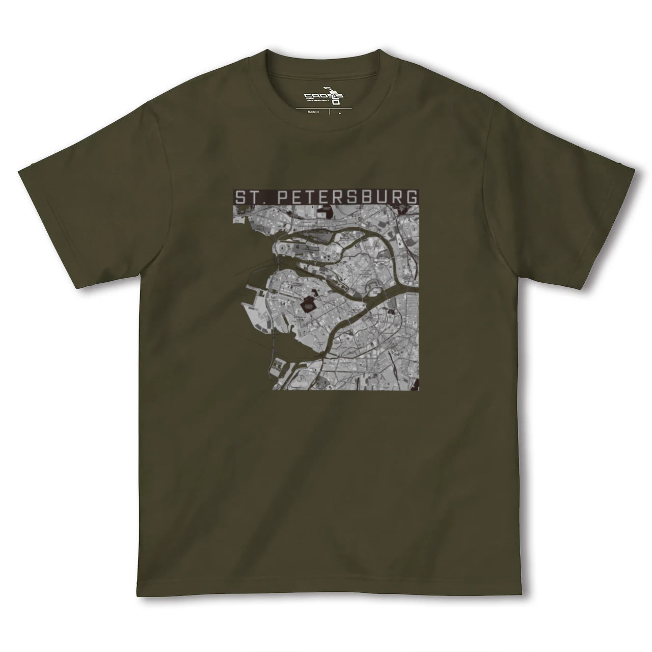 【サンクトペテルブルク(ロシア)】地図柄ヘビーウェイトTシャツ