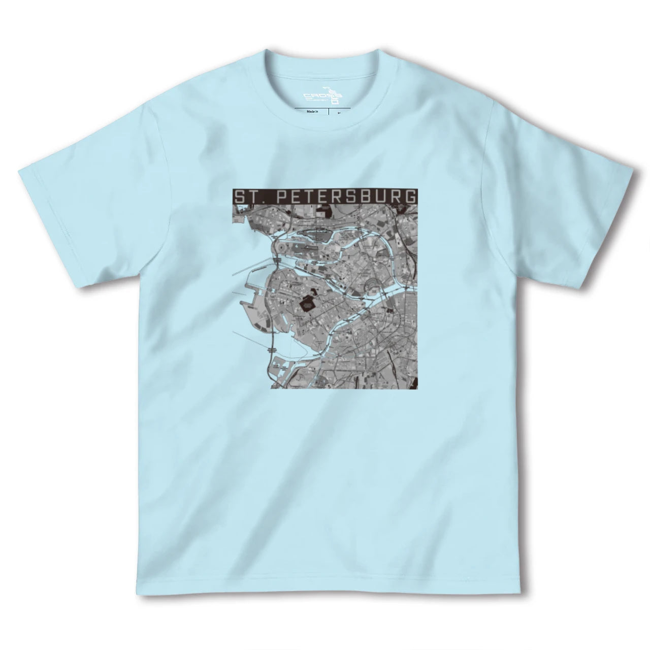 【サンクトペテルブルク(ロシア)】地図柄ヘビーウェイトTシャツ