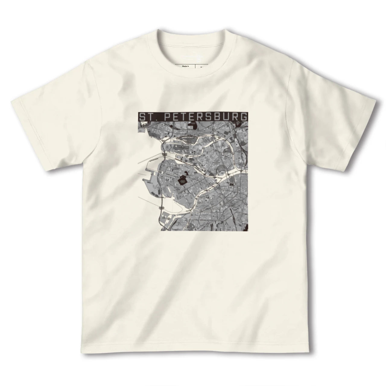 【サンクトペテルブルク(ロシア)】地図柄ヘビーウェイトTシャツ