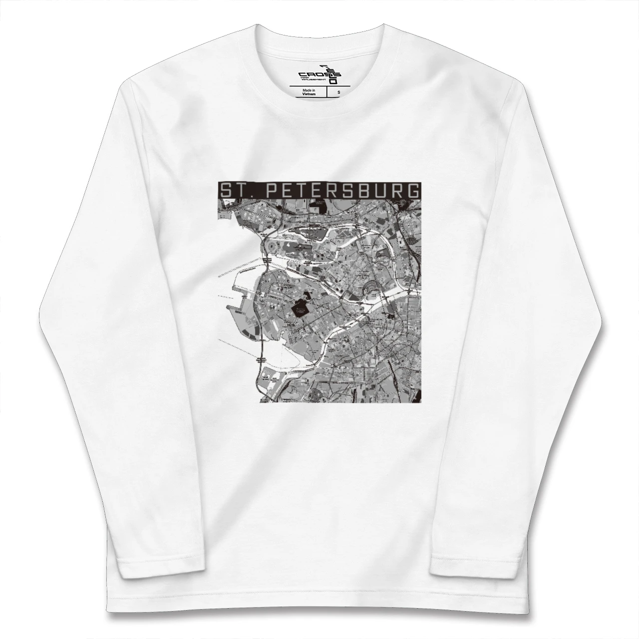 【サンクトペテルブルク(ロシア)】地図柄ロングスリーブTシャツ