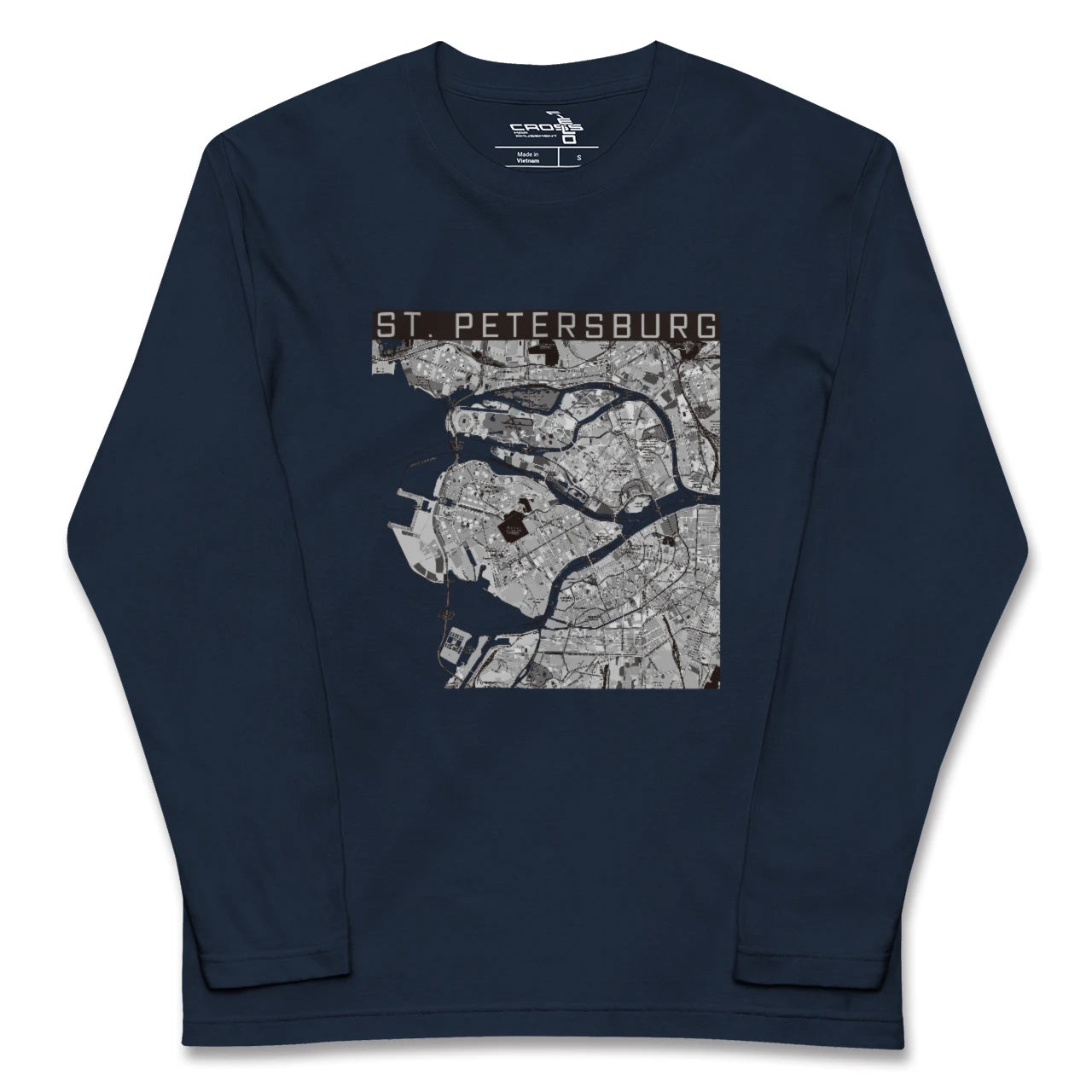 【サンクトペテルブルク(ロシア)】地図柄ロングスリーブTシャツ