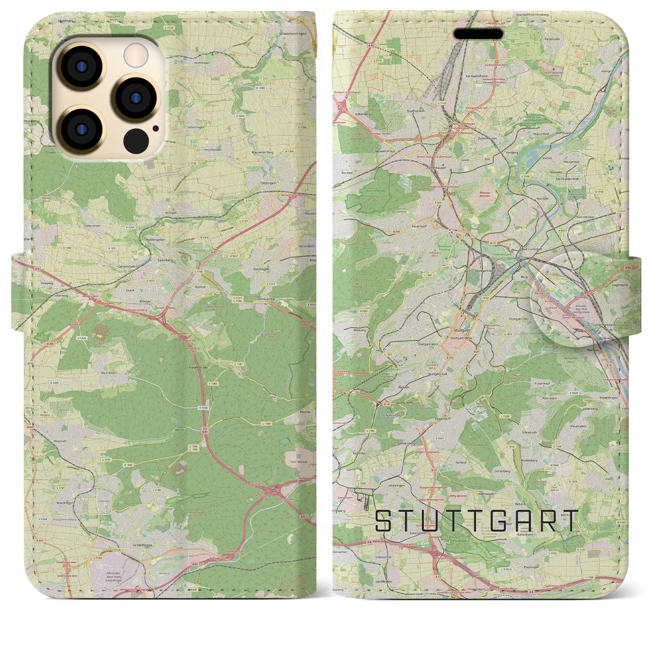 【シュトゥットガルト(ドイツ)】地図柄iPhoneケース(手帳タイプ)ナチュラル・iPhone 12 Pro Max 用