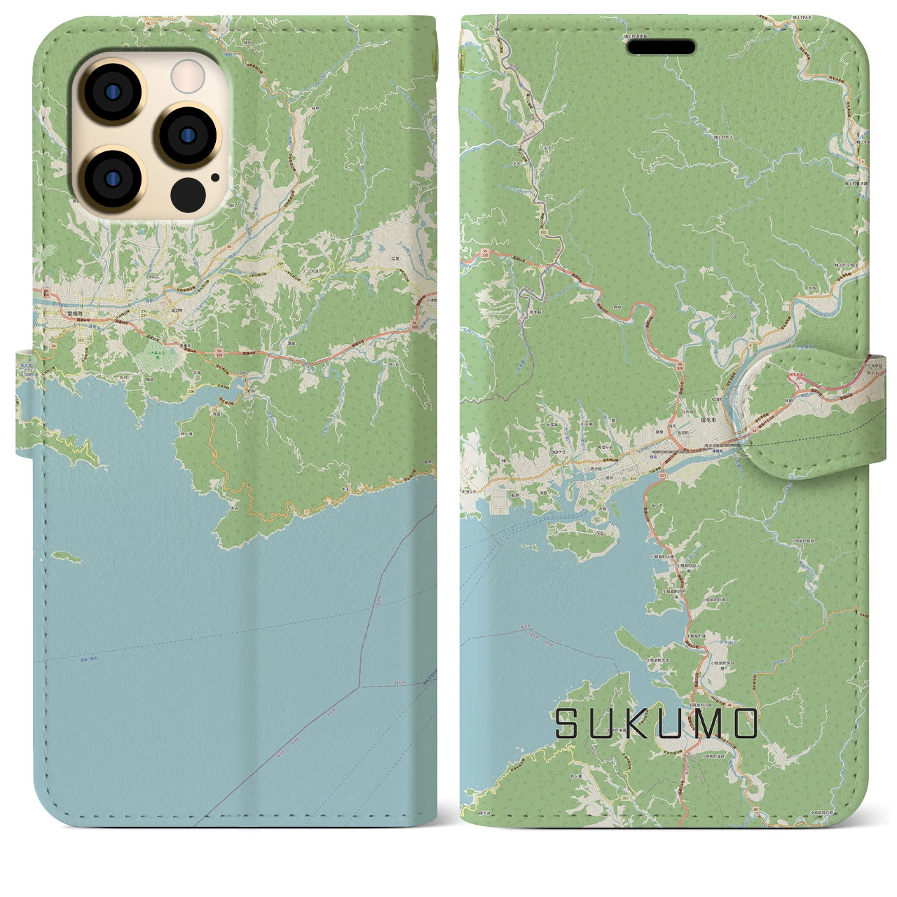 【宿毛(高知県)】地図柄iPhoneケース(手帳タイプ)ナチュラル・iPhone 12 Pro Max 用